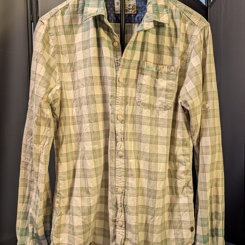 Scotch & Soda Green Plaid Casual Button Down Shirt